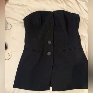 Zara Black Strapless Dress with Button Detail